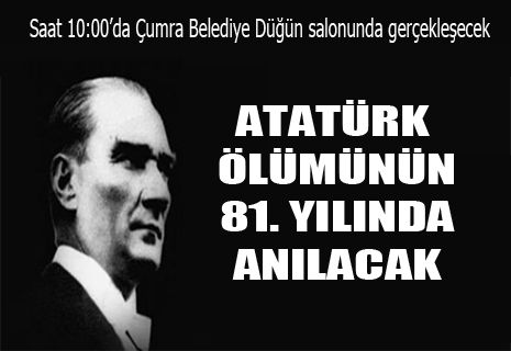 Çumra'da Atatürk'ü anma programı gerçekleşecek