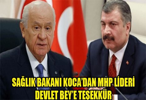 Bakan Koca'dan MHP Lideri Devlet Bahçeli'ye teşekkür